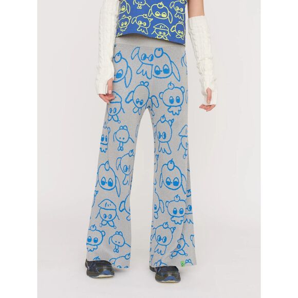 LAZY OAF x Nhozagri Pants Womens 8 Silver Blue Knitted Limited Edition Metallic - Picture 1 of 16
